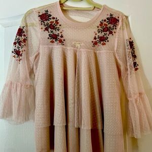 Pink flared sleeve top